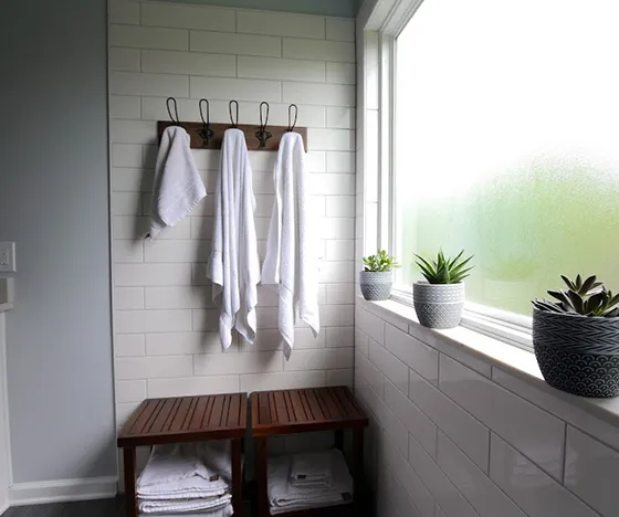Bathroom Remodel with natural light and neat storage solutions