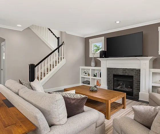 Whole Home Remodel basement with sitting area